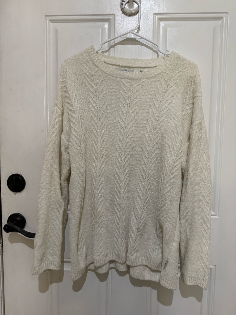Orvis Cream Textured Cable Crewneck Sweater